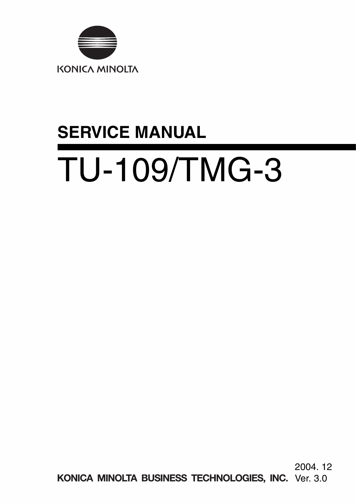 Konica-Minolta Options TU-109 TMG-3 Parts Manual-1